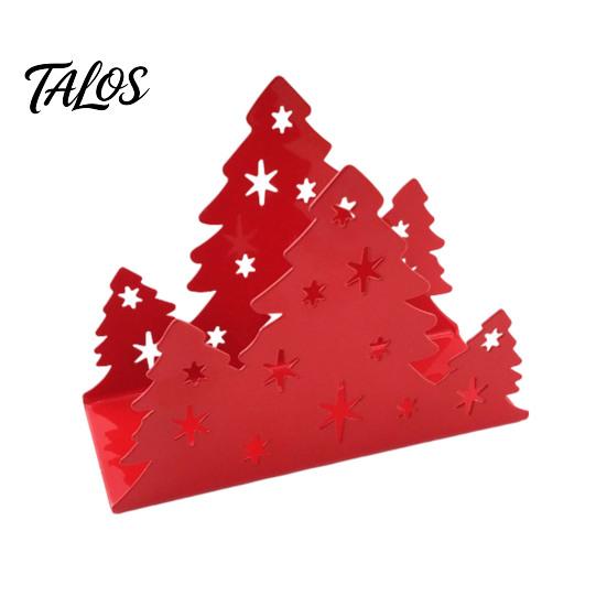 Kitchen Counter Napkin Rack Christmas Tree Holder, Stainless Steel Vertical Paper Towel Stand, Dinner Table Settings Decorative Dispenser for Holiday