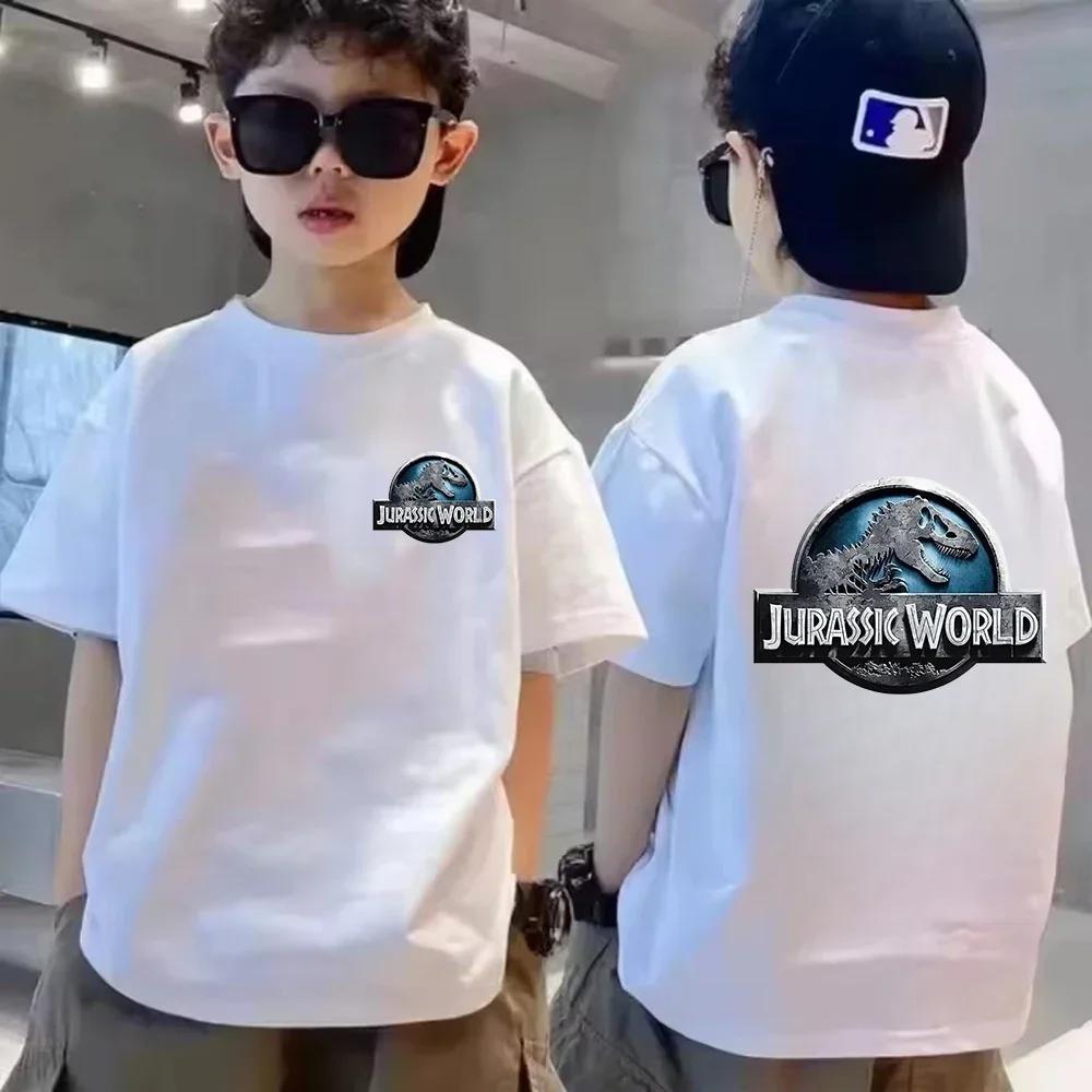 Childrens Summer Cotton TShirt Jurassic World Park Dinosaur Cartoon Print Casual TShirt Cool and Breathable Outdoor Style