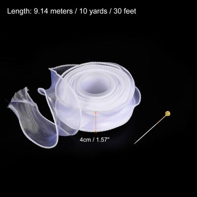 Sheer Organza Ribbon 1 Roll Chiffon Decoration Fabric for Gift Wrapping Crafts Wedding Bouquet White 1-37/64 Inch 10 Yard
