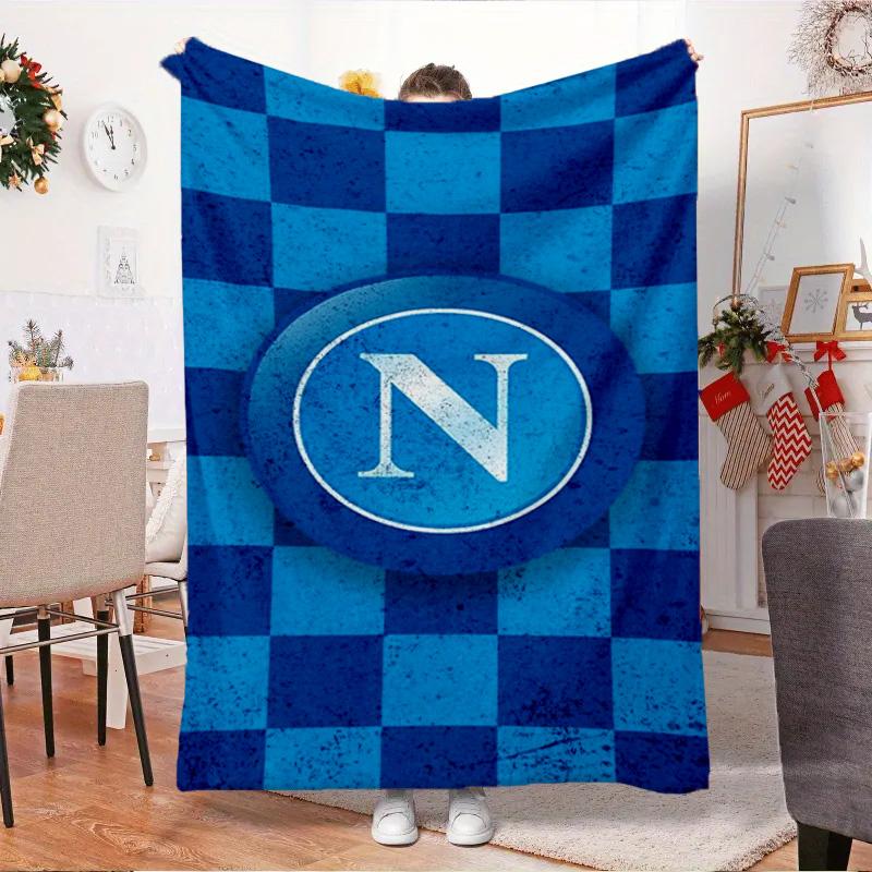 Coperta con Emblema del Napoli Calcio Coperta in Flanella da Esterno per Campeggio, Escursionismo, Feste in Giardino, Essenziali per Picnic, regalo per famiglia e amici