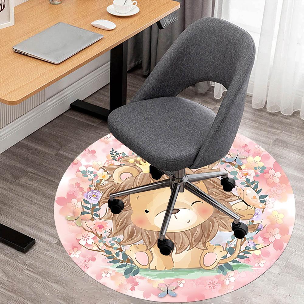 1pc Lion Flowers Round Chair mat Area Rug - Non-Slip, Floor Mat for Office, Bedroom, and Indoor Decor c1125537