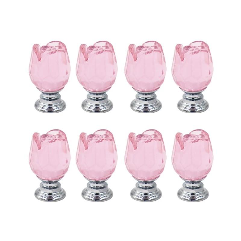 

8pcs Rose Drawer Handle Crystal Glass Cabinet Knobs Drawer Knobs Pulls Handles for Kitchen Cupboard Drawer Cabinet Dresser розовый