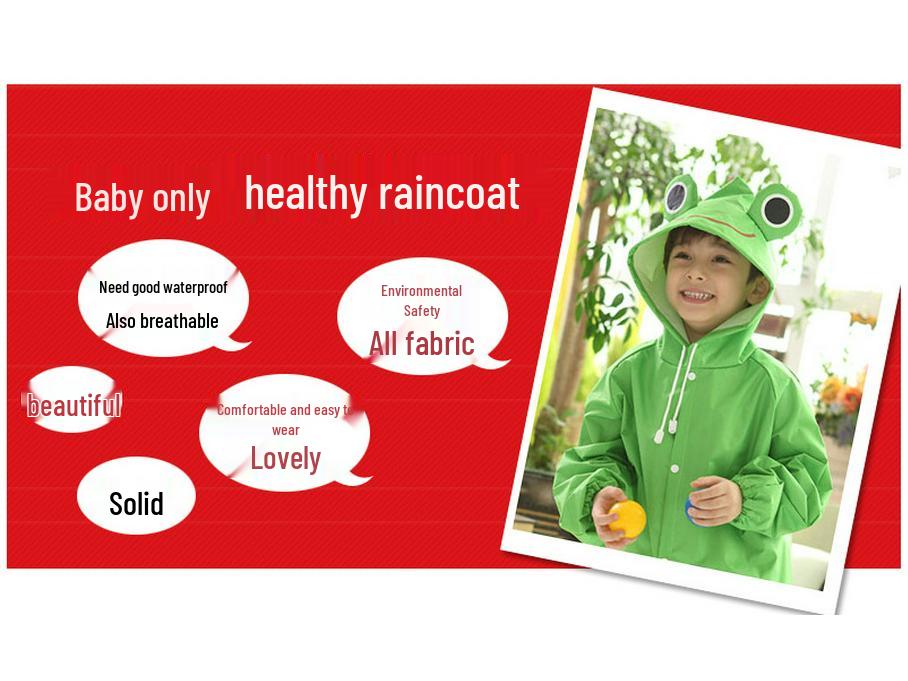 Korean Style Kids' Waterproof Cartoon Hooded Raincoat Poncho