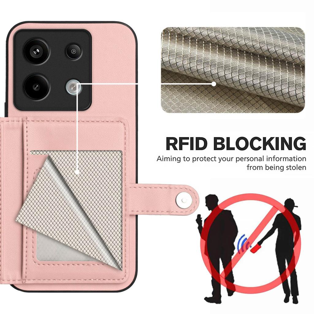 Für Xiaomi Poco X6 5G/Xiaomi Redmi Note 13 Pro 5G Hülle RFID-Blockierender Kartenhalter Ständer TPU + PU-Leder Handy-Rückseite