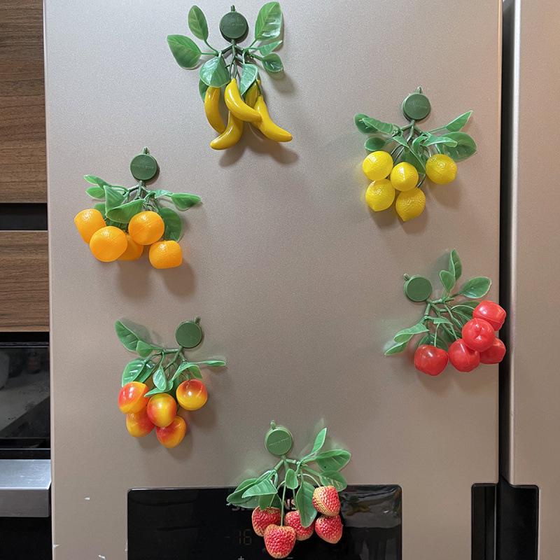 Creative Fake Fruit Skewers Magnets - Mini 5-Piece Set for Home Decor & Props