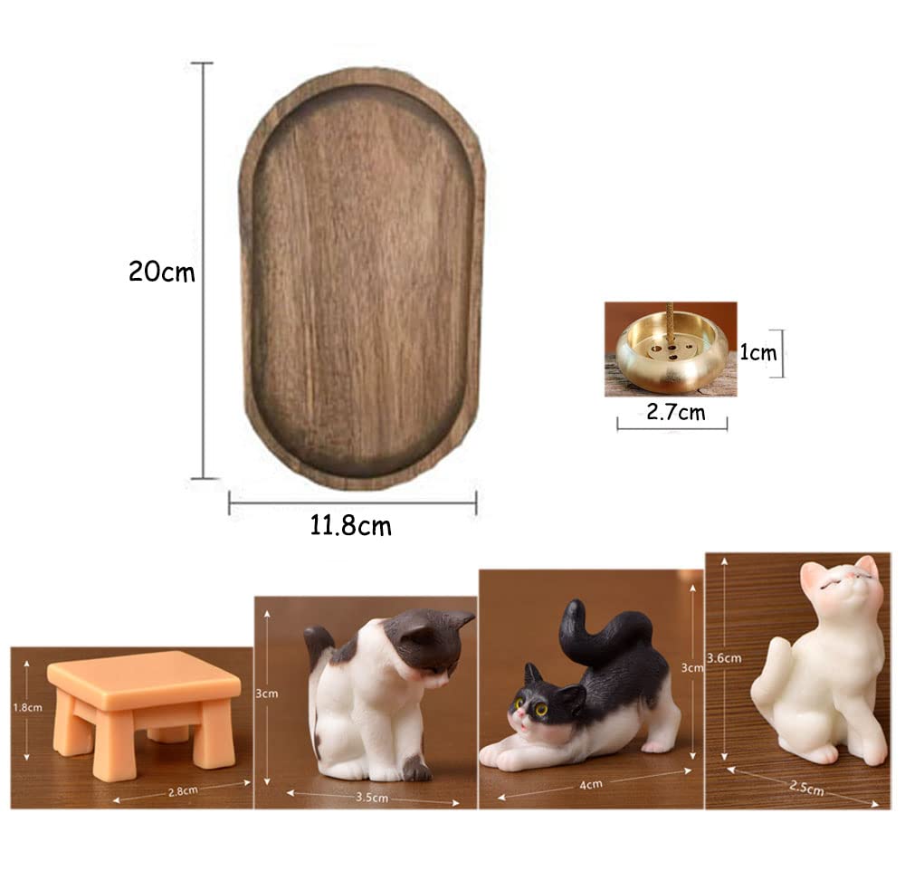 Bombinate Incense Cat Wooden Cute Japanese Beech Wood Holder, Design, Plate, Style,