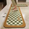 Kitchen Carpet Pvc Waterproof Leather Floor Mat Anti-slip Long Foot Mats Black Plaid Checkerboard Carpets Home Decoration Rug