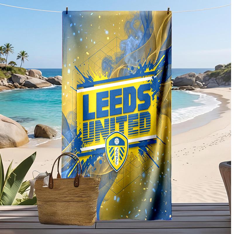 Asciugamano da Spiaggia con Stampa Leeds United Football, Asciugamano Grande Morbido ad Asciugatura Rapida per Spiaggia Campeggio Nuoto