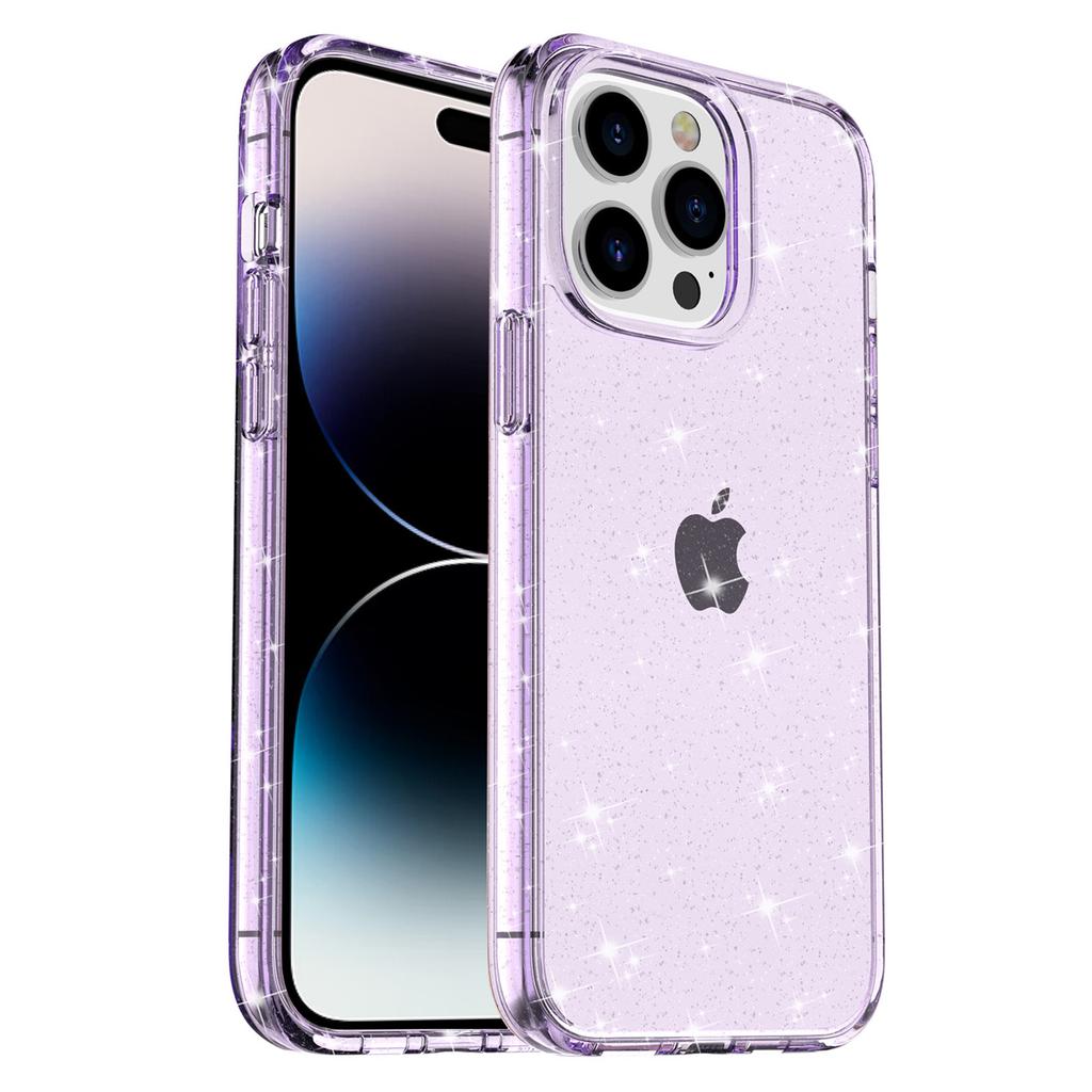 For iPhone 15 Pro Max Sparkly Glitter Protective Case Hard PC+Soft TPU Anti-scratch Phone Cover