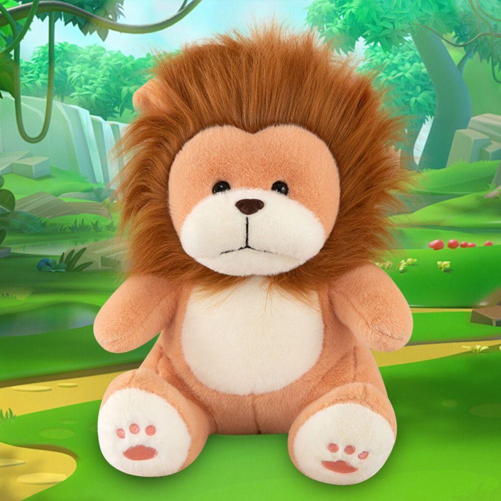PP Cotton Stuffed Lifelike Lion Doll Fluffy Forest Animals Stuffed Doll  Children Girl