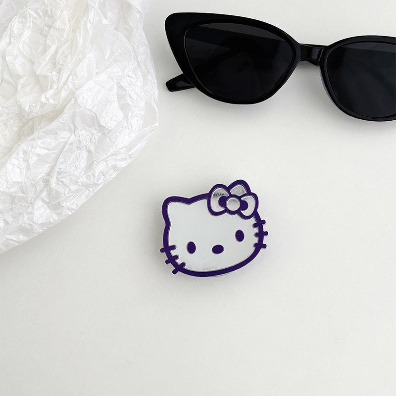 Color Lines Kt Cat Mirror Mobile Phone Airbag Bracket Back Sticker Retractable Portable Niche Lazy Ring Buckle Women'S Model