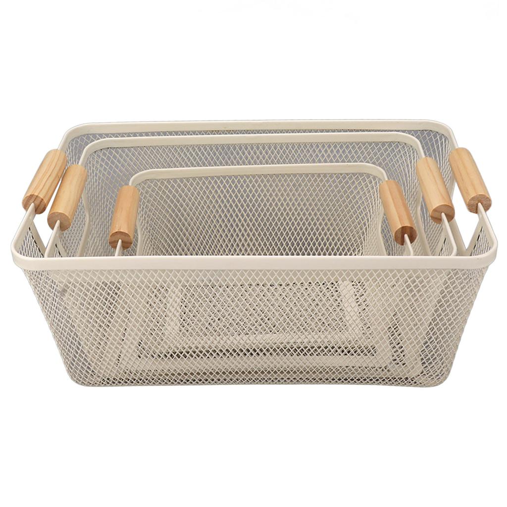 3 ks Kovový drátěný úložný koš Velkokapacitní Dekorativní Pevný Úložný koš z tepaného železa na knihy