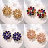French Floral Crystal Drop Earrings With Double Layer Waterfall Design For Women