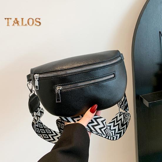 Unisex Crossbody Bauchtasche aus Kunstleder mit mehreren Reißverschlusstaschen Hüfttasche mit verstellbarem Gurt für Reisen Arbeit Sport