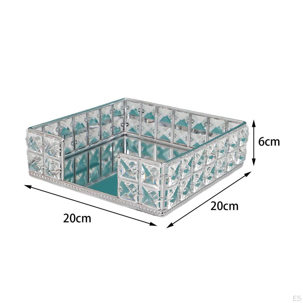 Decorative Mirror Tray Serving Jewelry Organizer Perfume Vanity for Keys Dessert