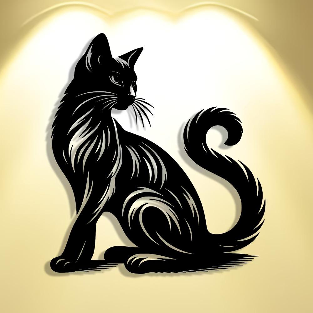 1 Stück Süße Katze Metall Wandkunst Dekoration für Weihnachten Büro Wohnzimmer Schlafzimmer Terrasse Küche Innenhof Café Bar