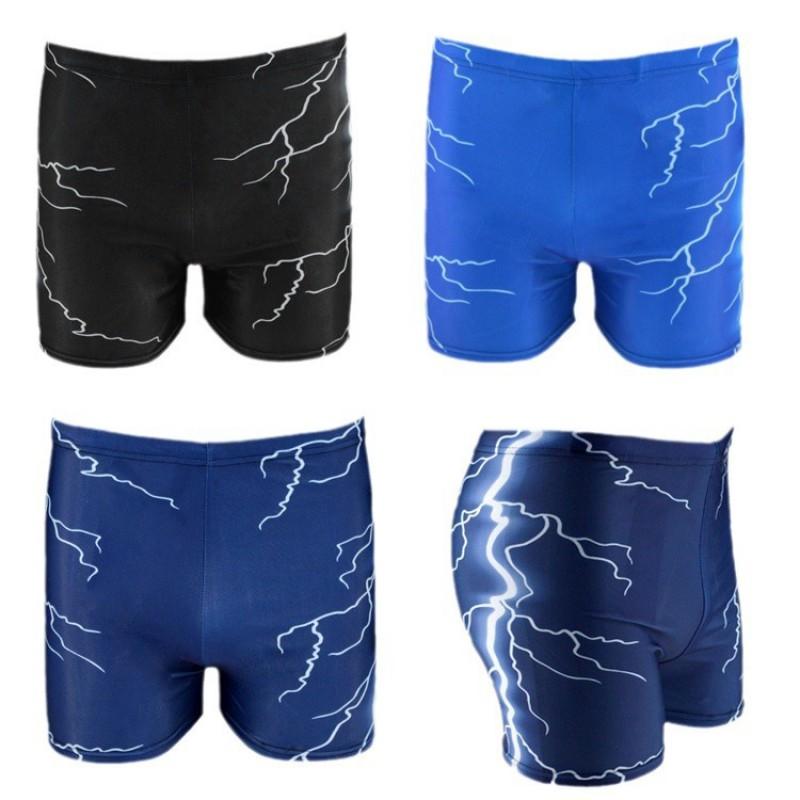 Mens Quick-Dry Board Shorts With Lightning Print Swimming Water Sports Surfing Diving