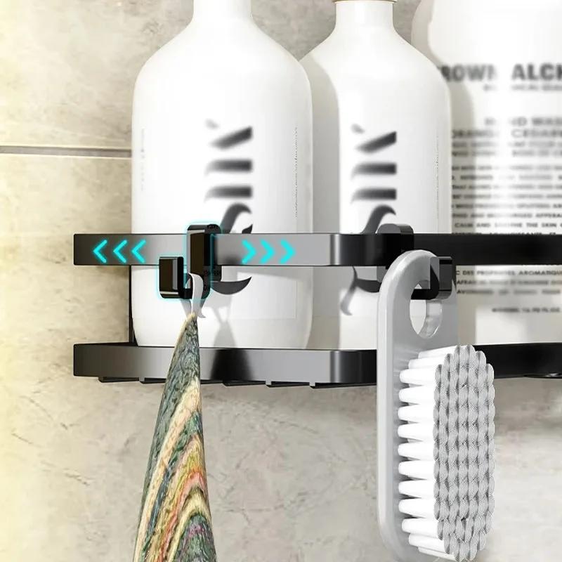 Bathroom Shelves Wall Shelf Corner Shelves No Punching Required Drain Basket Bathroom Accessories Organizer Multifunctional