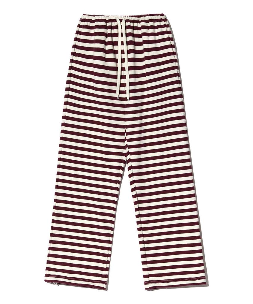 PEACE MAKER Soft Stripe Sweat Pants (Burgundy)