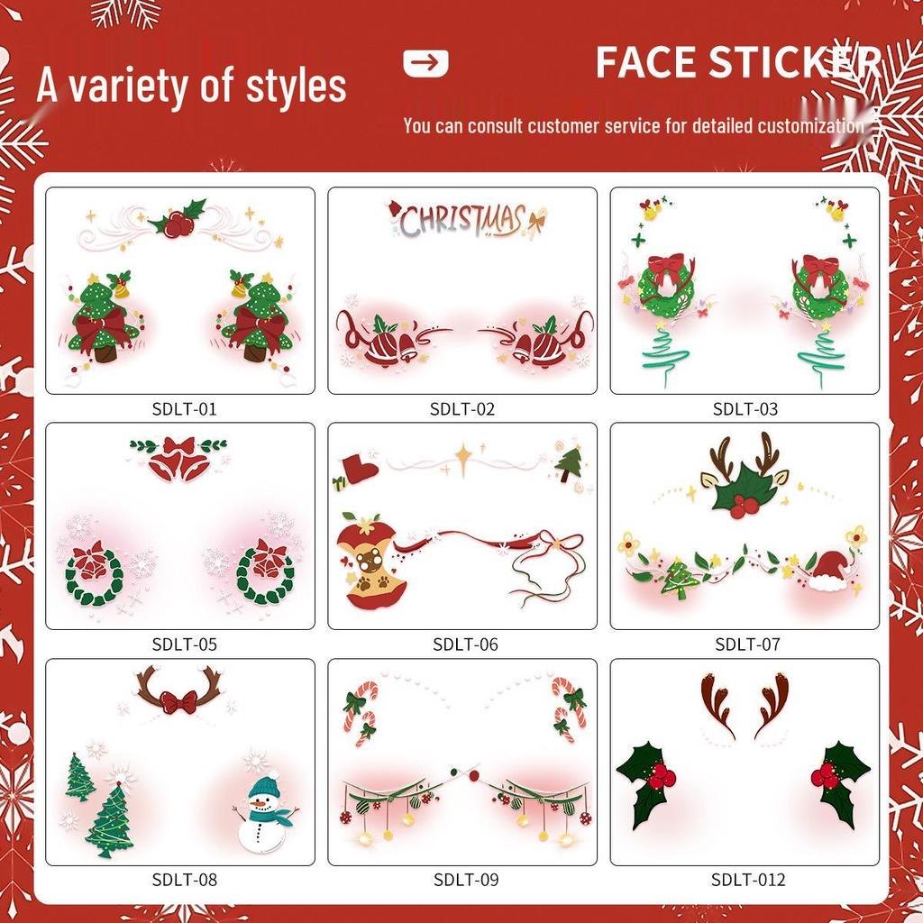 Waterproof Christmas Face Stickers - Festive Tattoos for Kids: Perfect for Cross-Border Carnival Parties