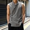 INCERUN Summer Men V Neck Sleeveless Buttons Side Casual Cargo Tank Tops