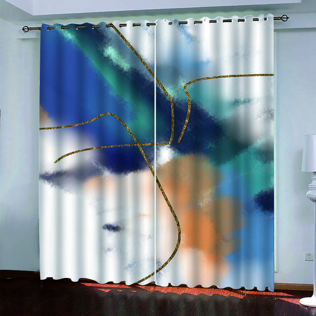 Elegant Room Curtains 3D Abstract Artwork Luxury Curtains For Living Room On Sale, Blackout Curtain For Windows Drapes