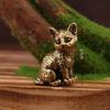 1 Piece Animal Pussycat Figurines Brass Cute Cat Pocket Statue Vintage Small Tea Pet Ornament Miniatures Desk Decoration