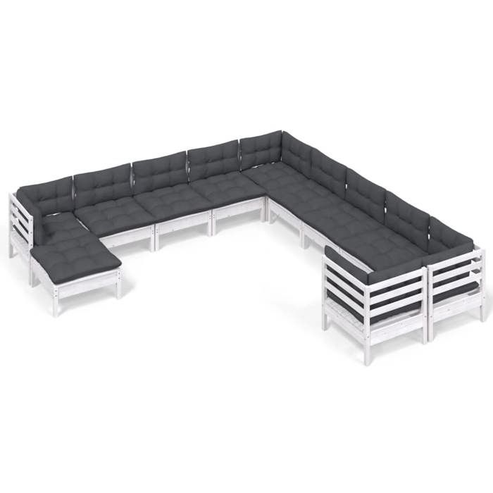 VidaXL Bois de Pin Salon de Jardin 11 pcs avec Coussins Mobilier de Patio Meubles d'Extérieur Mobilier de Jardin Meubles de 3097056
