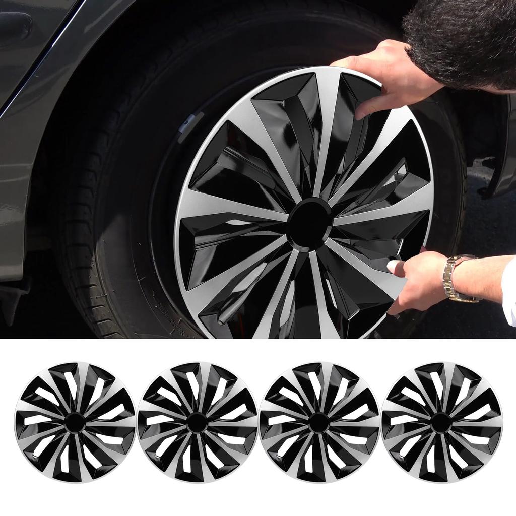 Set di 4 Copricerchi da 17 Pollici Eleganti Adatti a Clip-On in ABS Sostituzione per la Maggior Parte di Auto Camion SUV