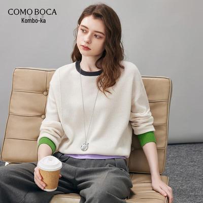Comen Boca Women's 2025 A/W Contrast Knit Wool Sweater
