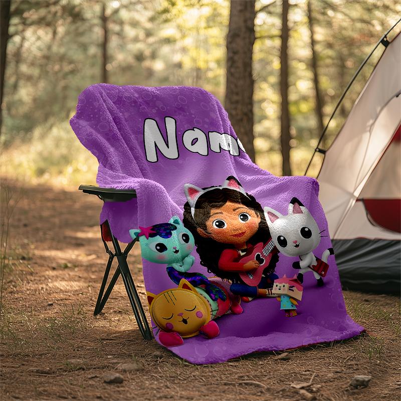 Personalized Custom Name Blanket - Gabby's Dollhouse Print Design,Blanket for Sofa,Bed,Travel,Camping - Soft and Warm, Great Gift