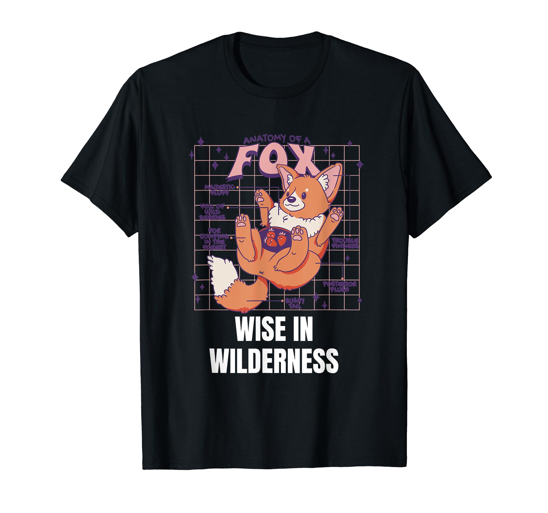 Wise In Wilderness Retro Cute Fox Design Gift T-Shirt