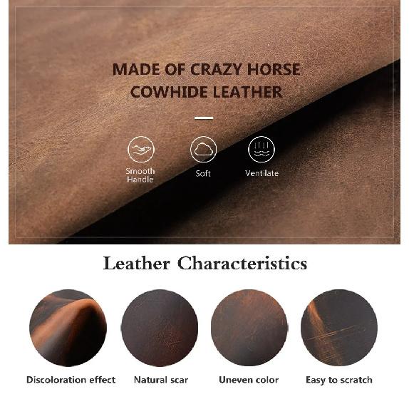 6.5 inch Hand-Made Genuine Leather Cowhide Pet Dog Leashes Accessories Collars Harnesses Leads Supplies Double-End Ventilate