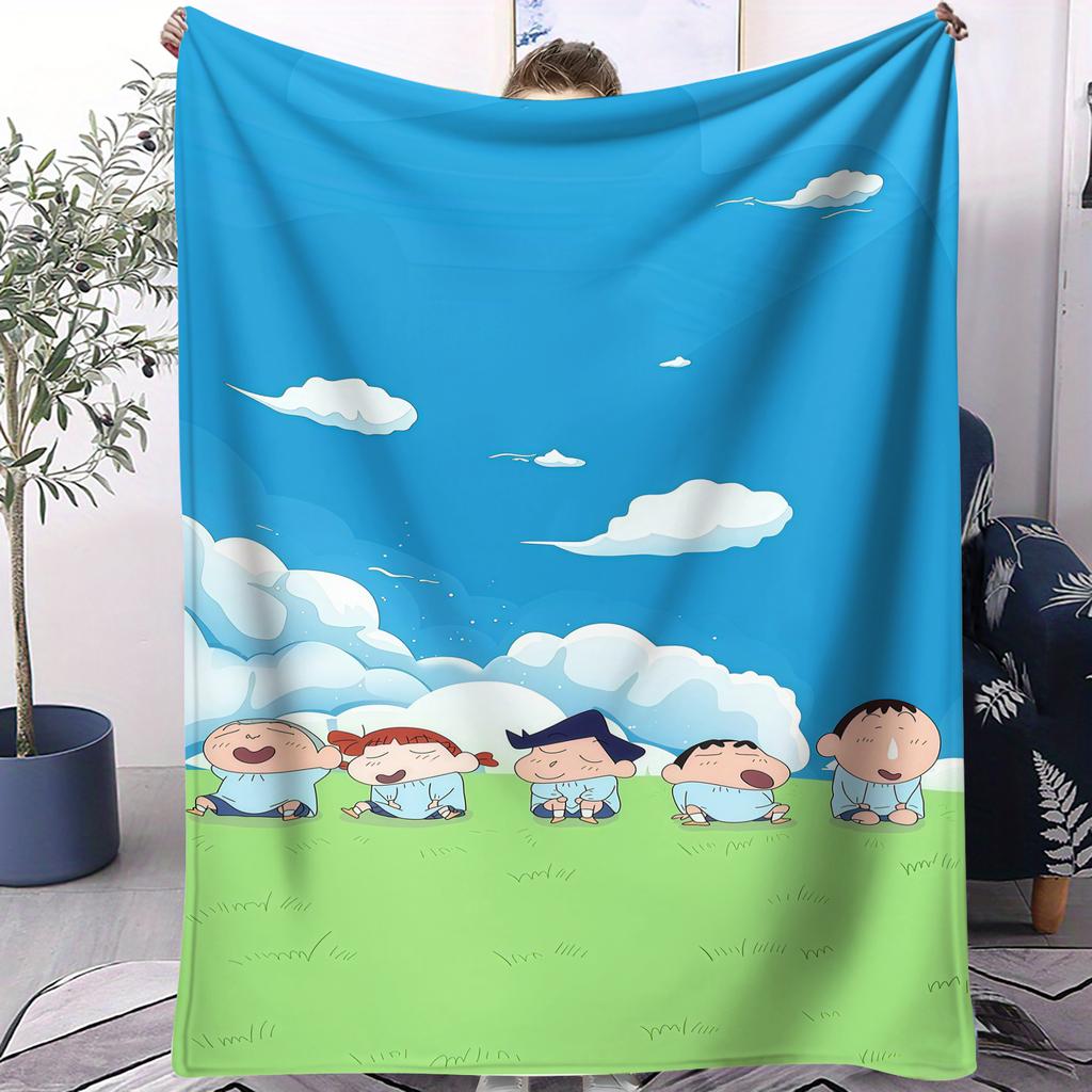 Crayon Shinchan Japanischer Anime Kawaii Kleine Decke Weich Bequem Ganzjahres-Hautfreundlich Bett Schlafsal Sofa Camping Geschenk