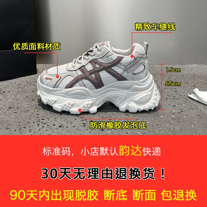Platform dad shoes women's 2025 new autumn small inner height increase women's shoes versatile autumn and winter casual sports shoes