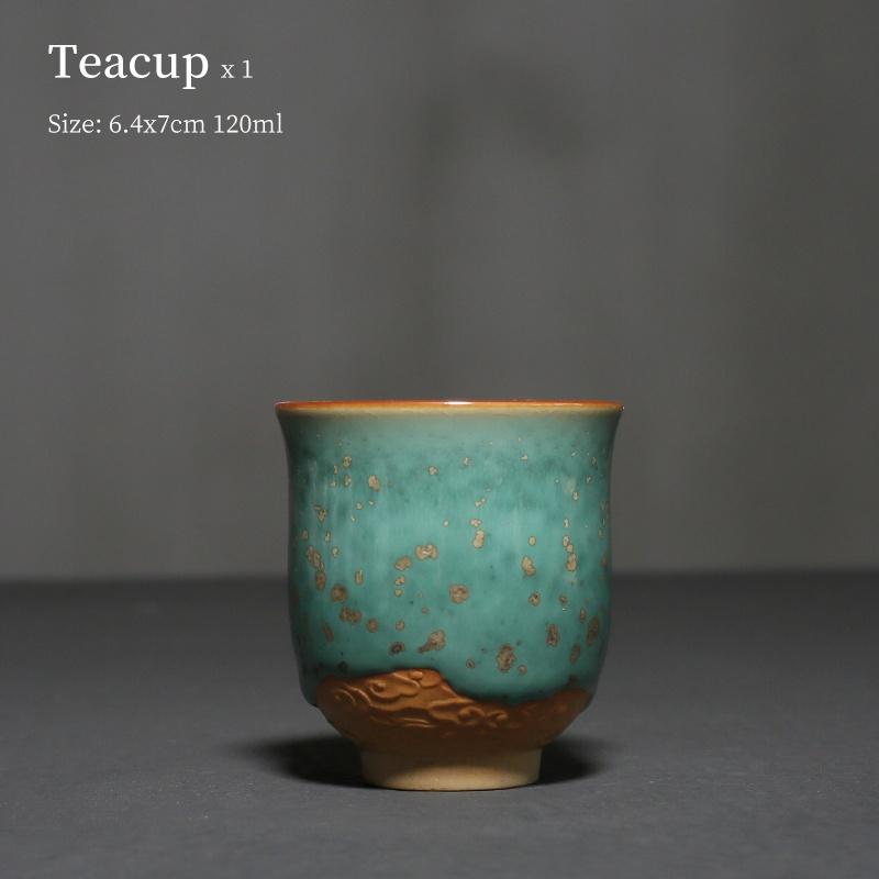 120ml Kiln Change Ceramic Tea Cup Relief Vintage Kung Fu Tea Set