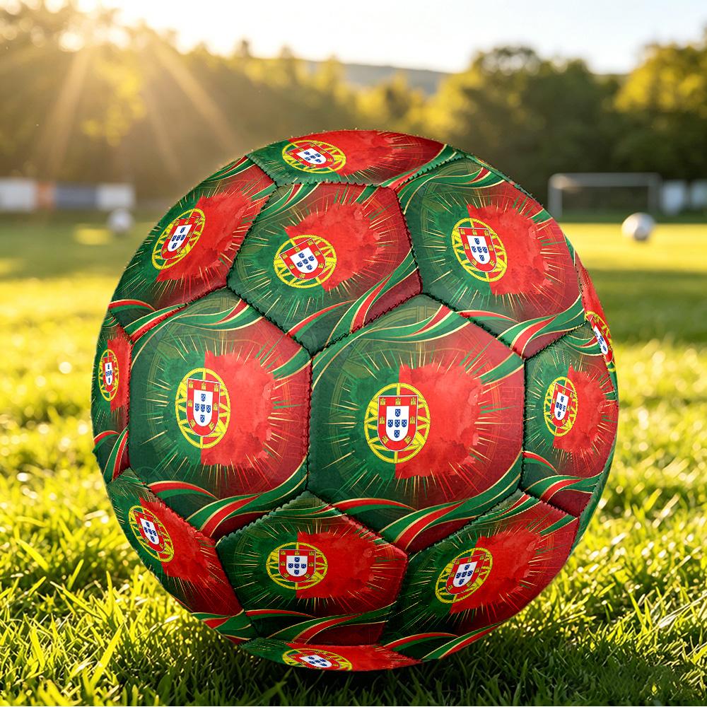 Portugal Football Printed Size 5 Soccer Ball Wear Resistant Standard Adult Training Football Fan Gift for Indoor Outdoor Match Sports