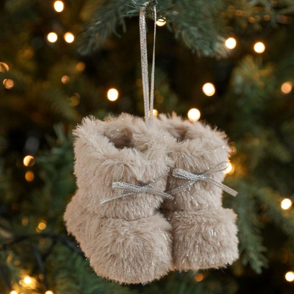 New Christmas Boot Ornament Colorful Fabric Cozy Texture Fabric Hanging Decoration Knitted Mini Christmas Ornament Holiday Gift