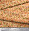 Soimoi Japan Crepe Satin Fabric Leaves & Fox Face Cartoon Printed Craft Fabric by the Metre 42 Inch