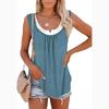 T-shirt con gilet senza maniche a due strati finto da donna patchwork estivo Canotta con fondo da donna elegante casual allentata