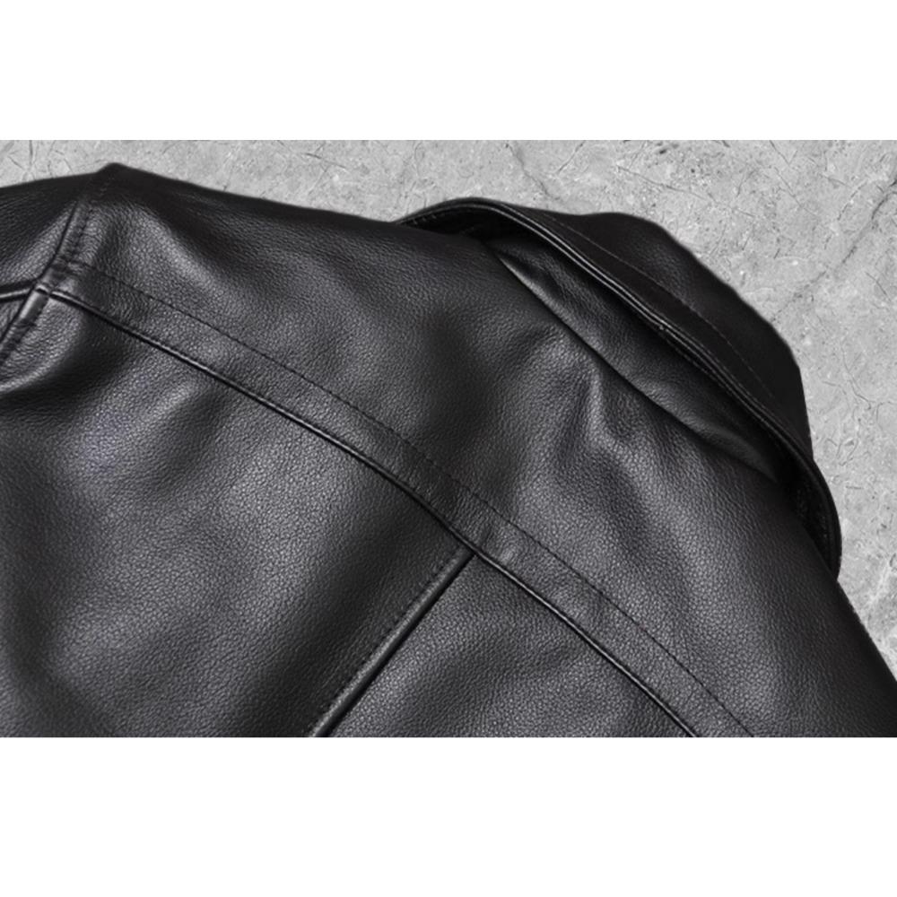 Chinese Size Long Jacket Men Genuine Leather Wind Coat Classic Black Plus Size Cowhide Jacket Casual Leather Cloth