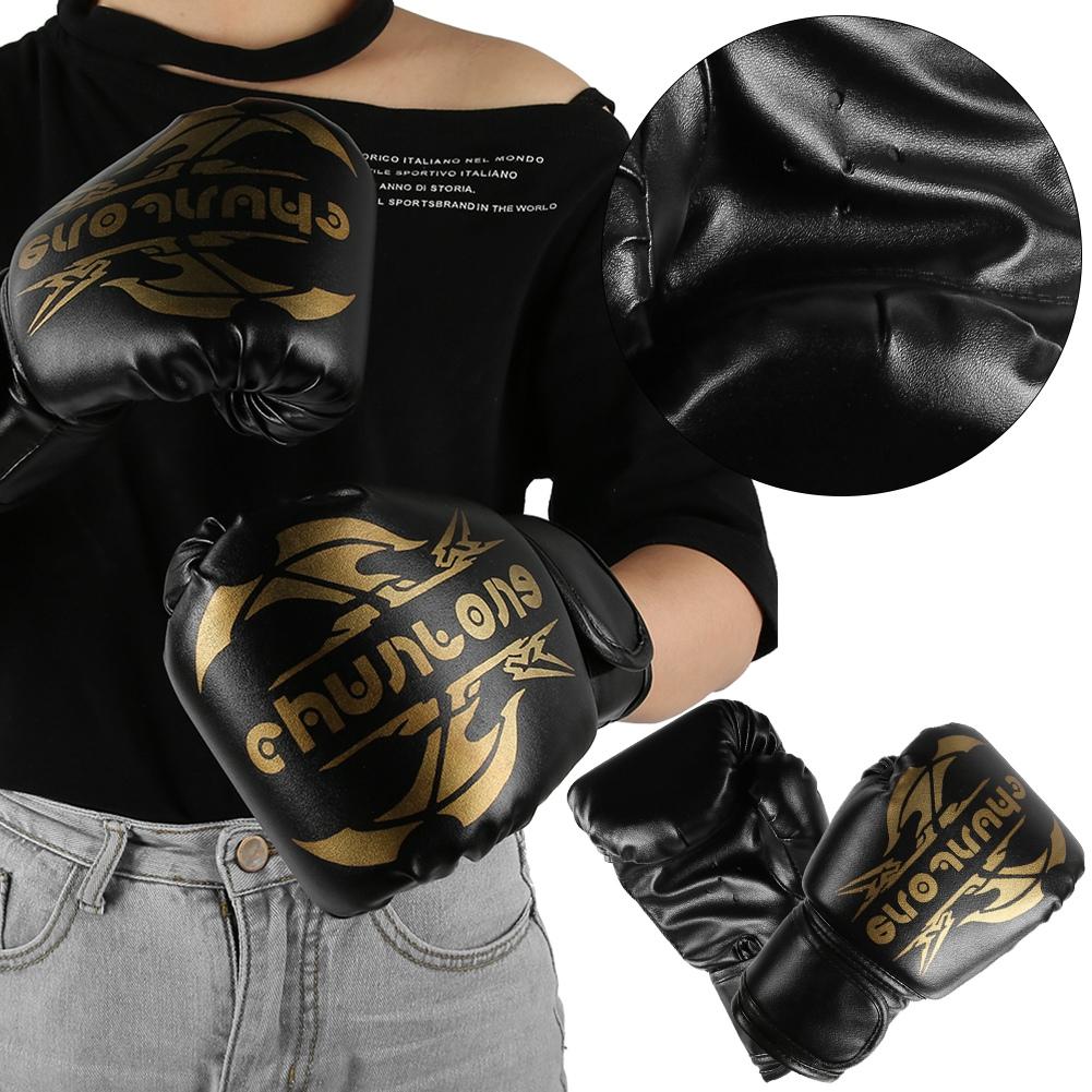1 Paar Boxhandschuhe Sanda Boxhandschuh Kenpo Trainings Übungsgeräte für Erwachsene Kinder schwarz