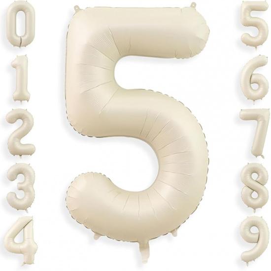 40 Inch Cream White 1 Balloon Numbers, Large Number 1 Balloon Foil Helium Number Balloons, Big 1st Foil Birthday Balloons for Boys Girls 1st Birthday