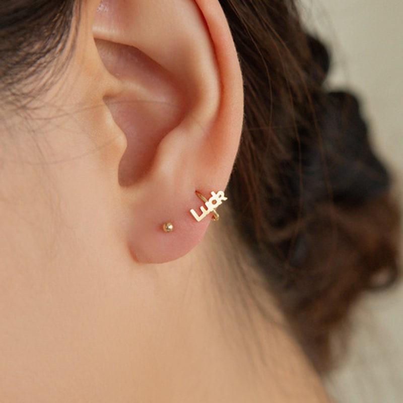 

LUNNE 14k Lucky Mini One-Touch Ring Earrings (14k Gold) c02 Rose gold