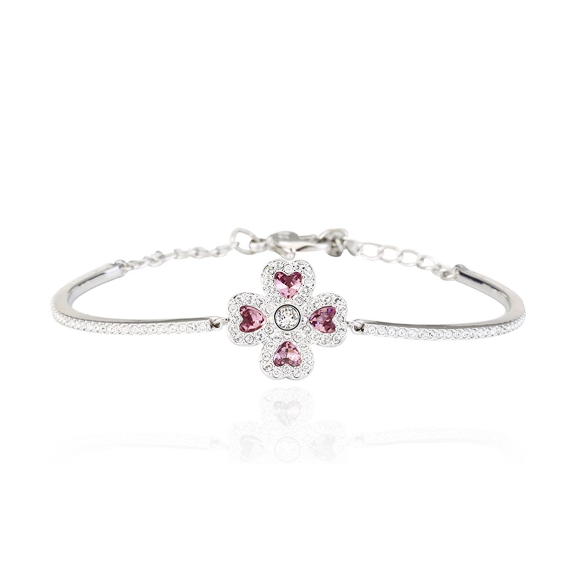 Swarovski Four Leaf Clover Bracelet Women bracelets Plated-White-Gold 5250725 Box (Random Color),F,White Gold-Plated
