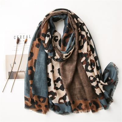 Women'S Leopard Patchwork Fringe Viscose Shawl Scarf, Lady Wrap, Pashmina Stole, Muslim Hijab, Lady Fashion, 180*90Cm