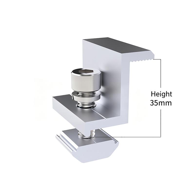 Anti-Corrosion Solar Panel Mounting Clamps Adjustable PV Mid End Bracket Clamp 30-45mm for Boat Camper Off-Grid Solar Power System