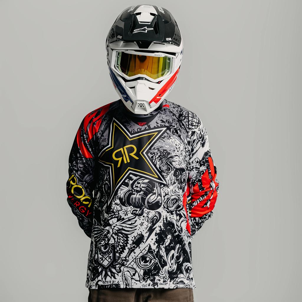 2025 Ademend Motorfietsshirt met Lange Mouwen - Cartoon/Streeppatroon, Losse Pasvorm, Zonder Zakken, Machinewasbaar, Losse Versie