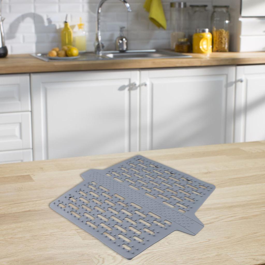 Double Sink Protector Mat Silicone with Efficient Water Drainage Design