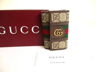 Autentiske GUCCI GG Beige Belagt Læder Brun Læder 6 Billeder Nøgleringe #a889 Renoveret